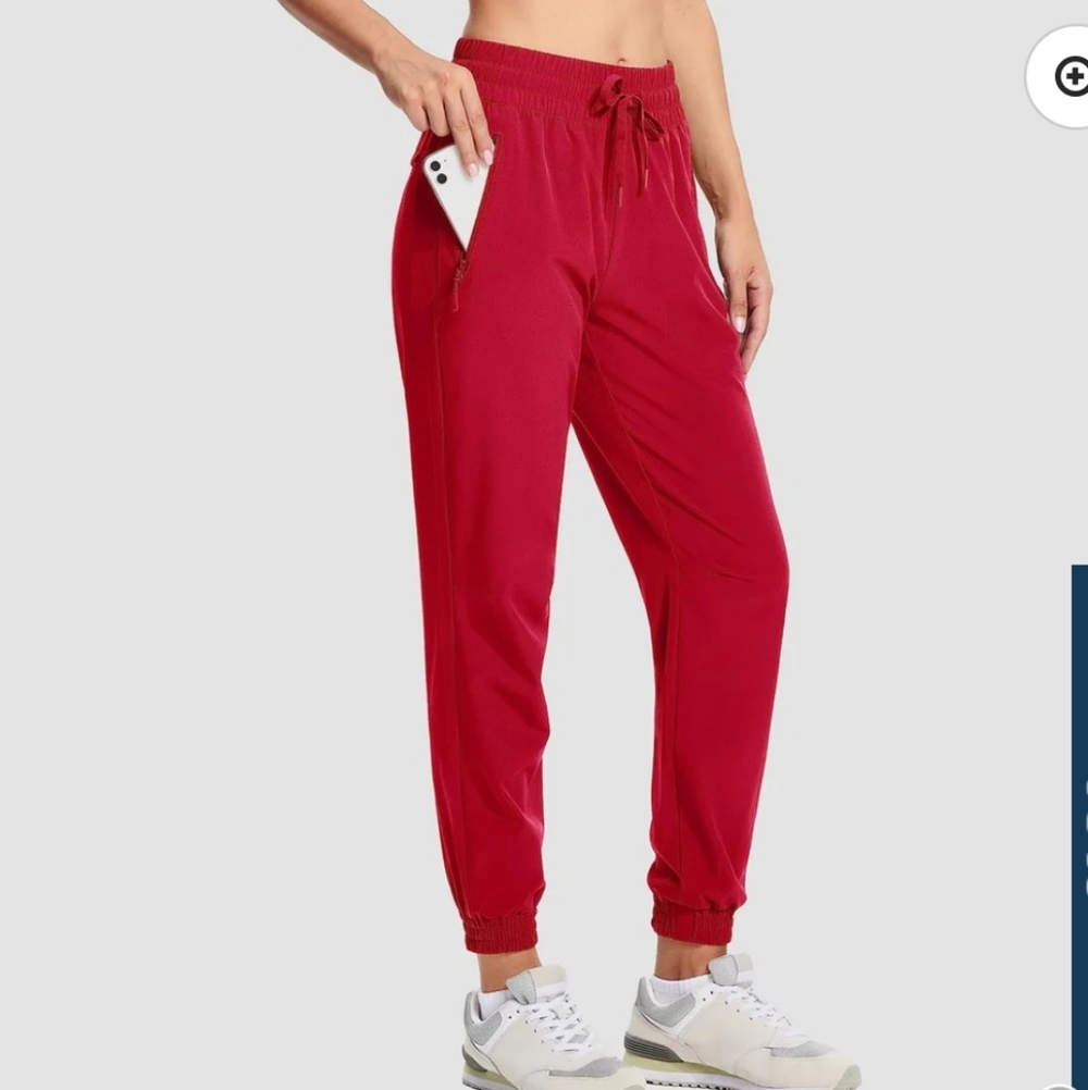 Women's Red Drawstring Jogger Pants